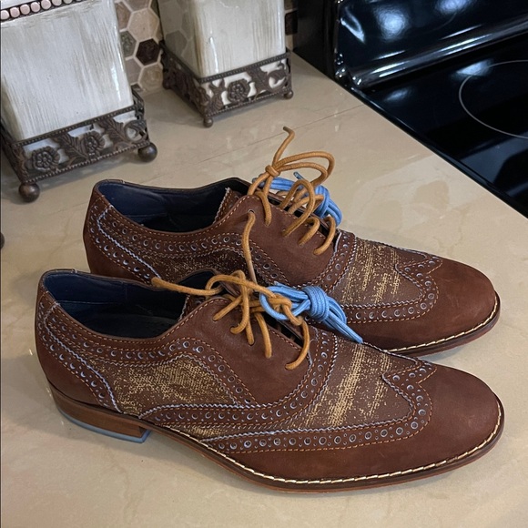 Cole Haan wing toe oxford Classic Brown Brogue Men's Shoes size 7.5